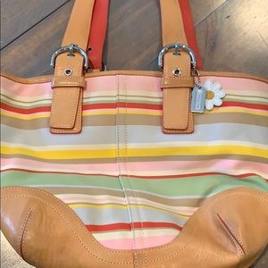 Spring color striped Coach purse